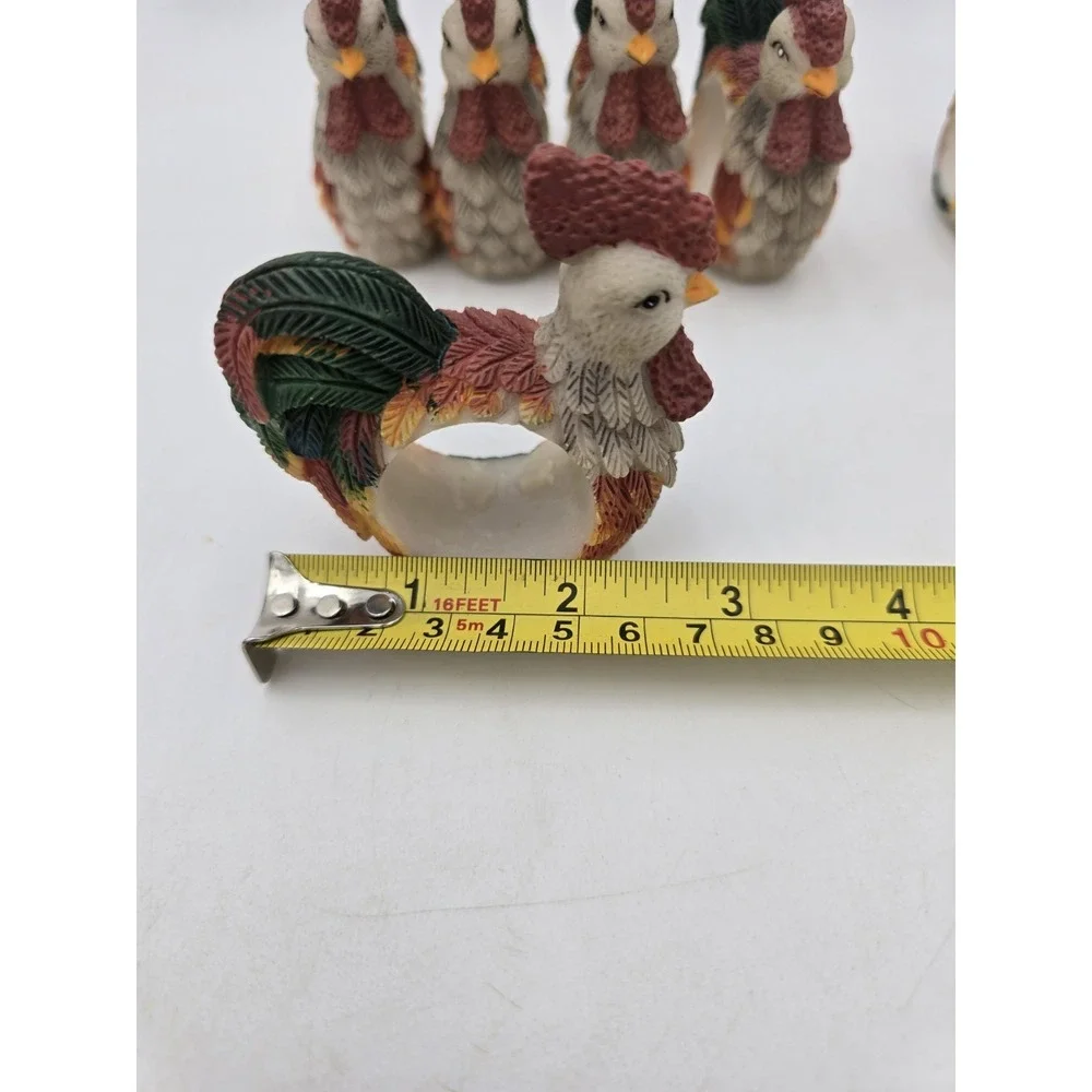 Lot Of 12 Rooster Napkin Ring Holders‎ Resin Country Chicken Bird Set
